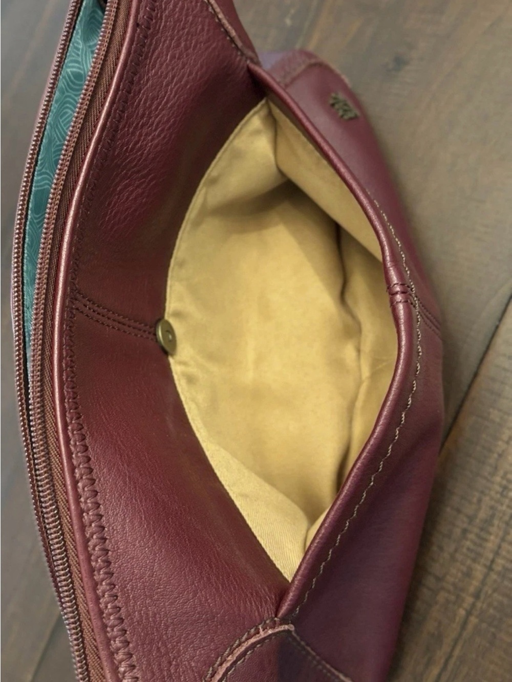 Sax Iris Burgundy Pebbled Leather Shoulder Small Boho Bag with Single Strap - Picture 7 of 11
